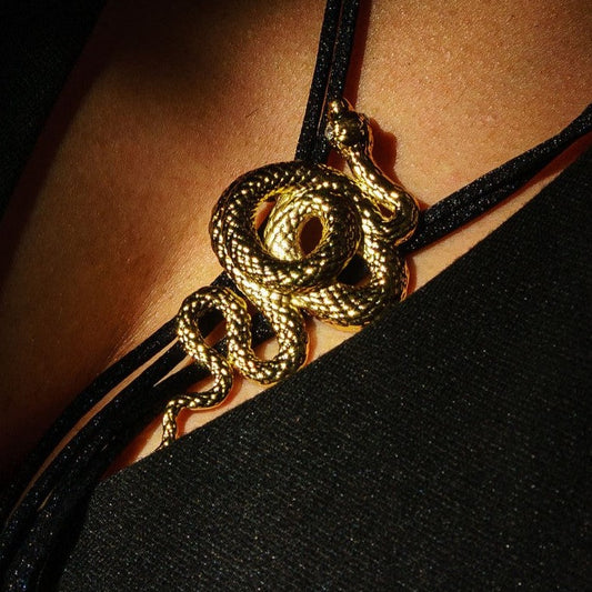 Snake Bolo Tie Pink Gold