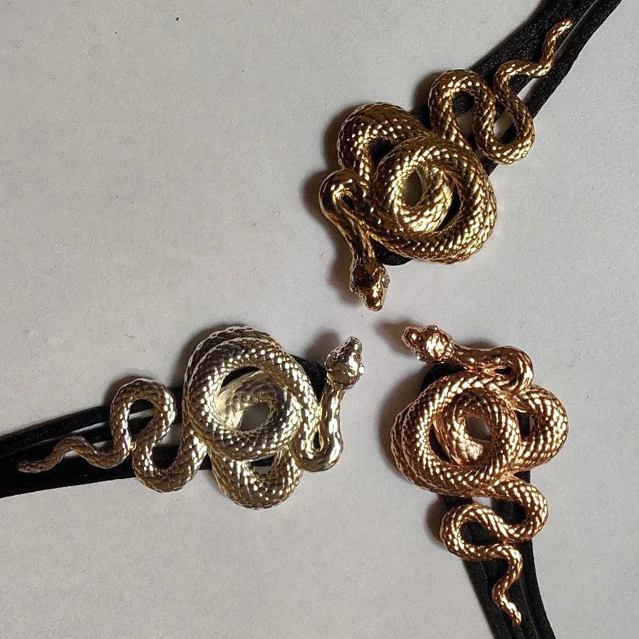 Snake Bolo Tie Pink Gold